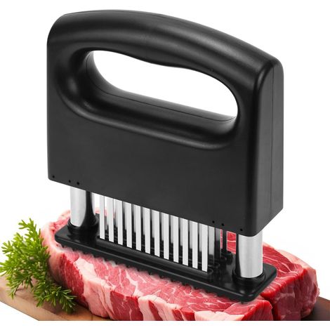 Attendrisseur de viande à 48 lames - en acier inoxydable - pour tous types de viande - y compris le bœuf et le porc. (1/4)
