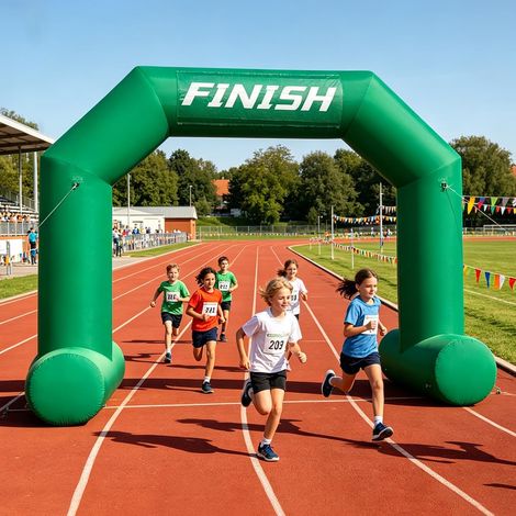 4m Green Hexagonal Inflatable Arch with Start Finish Banners, Powerful Blower for Marathons, Races, Fundraisers (1/5)
