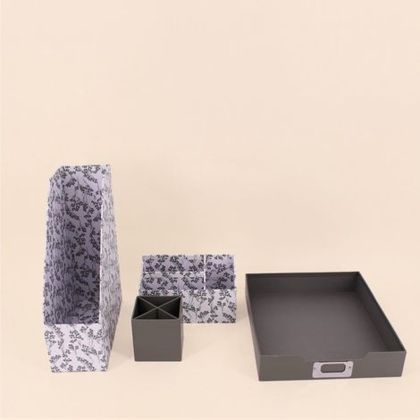 Ensemble de bureau 4 pièces en carton recyclé gris (1/5)