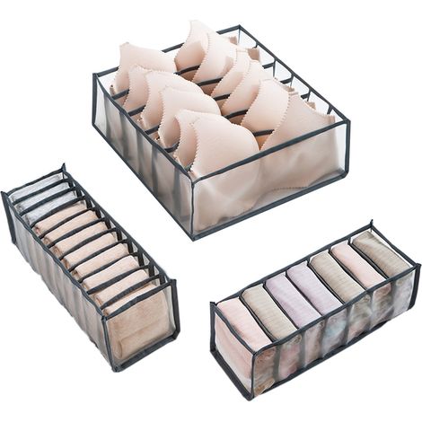 Organiseur De Tiroir Pliable - Ensemble 3 Pièces Pour Sous-vêtements Chaussettes Soutiens-gorge - Rangement Dressing Maison (1/5)