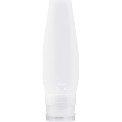 Contenants de voyage pour articles de toilette, flacons souples en silicone pour shampoing et après-shampoing (1/5)