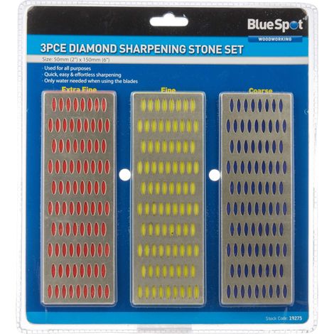 Blue Spot Tools Diamond Sharpening Stone Set – 3-Piece Premium Abrasive Stones for Precision Tool Sharpening (1/3)