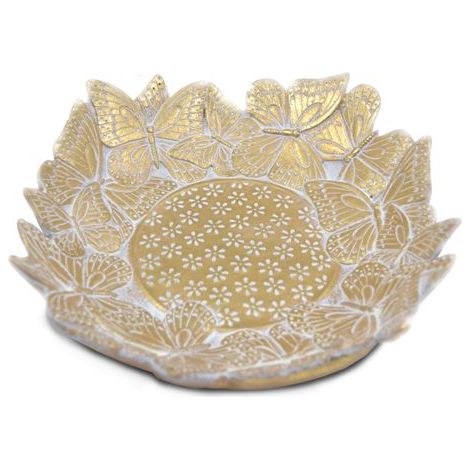 Centrotavola Decorato con Farfallle in Resina oro 24 cm (1/2)