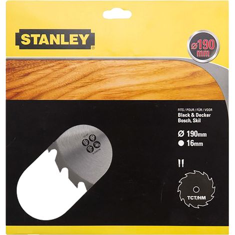 Lama Per Sega Circolare Denti Riaffilabili Diam. 190 Mm - Foro 16 Mm Stanley