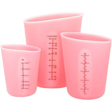 Mesureur En Silicone - 125 ml - 250 ml - 500 ml - Avec Graduations Ml Et Oz - Pour Cuisine Et Loisirs Creatifs - Set De 3 (1/5)