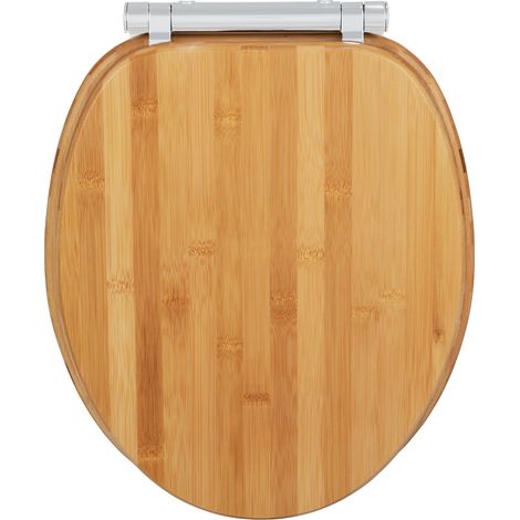 Wenko – Siège de toilette en bambou – Fixation Fix-Clip à 1 bouton – Système Easy-Close – Dimensions 34,5 x 40,5 cm (1/6)