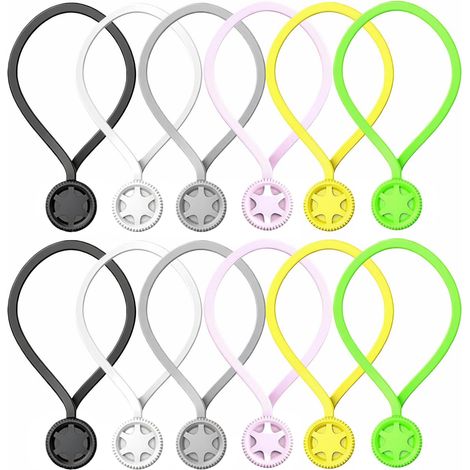 12 Pièces Attache Câble Magnétiques, 194mm Organisateur de Clips de Câble Multicolores en Silicone, Attaches Câble Magnetic Réutilisables Gestionnaire de câbles USB pour Bureau L'école Maison (1/5)