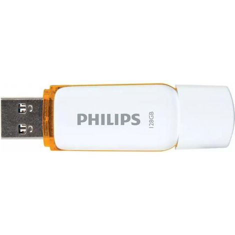 Chiavetta USB 2.0 Philips FM12FD75B 00 Edizione Snow 128 Go Bianca e Arancione