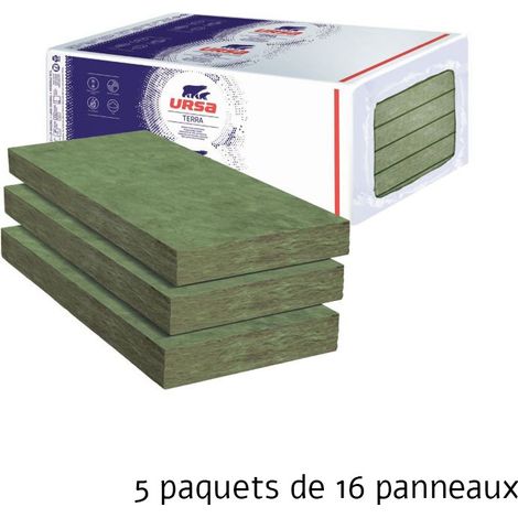 Ursa – Pack de 5 panneaux laine de verre acoustique 11.52 m² – Épaisseur 45 mm – R 1.1 – Prêt à poser pour isolation phonique