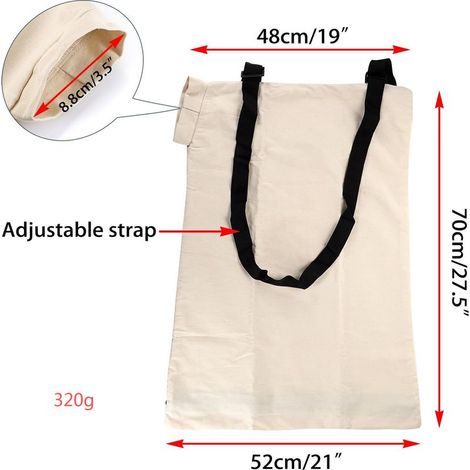 Sac de Ramassage pour Souffleur de Feuilles 90 L, Fond Zippé, Bandoulière Réglable, Polyester et Coton, Universal avec 3 Attaches et Connecteur (1/4)