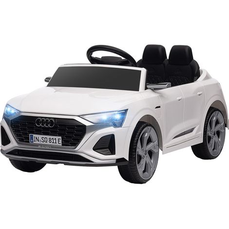 Kinder Elektroauto 12V Kinderauto mit 2,4G Fernbedienung, MP3 Musik & Hupe, Elektrofahrzeug mit Scheinwerfer, 4 gefederte Räder, 3-5 km/h, für 3-6 Jahre Kinder, Weiß (1/5)