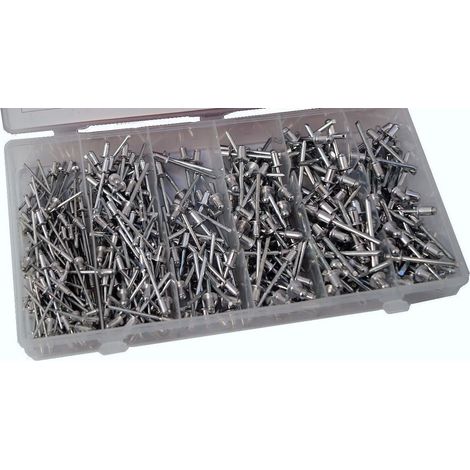 Surtido de 400 remaches ciegos de aluminio. Kit completo de fijación resistente y versátil, ideal para bricolaje, automoción y trabajos de mantenimiento