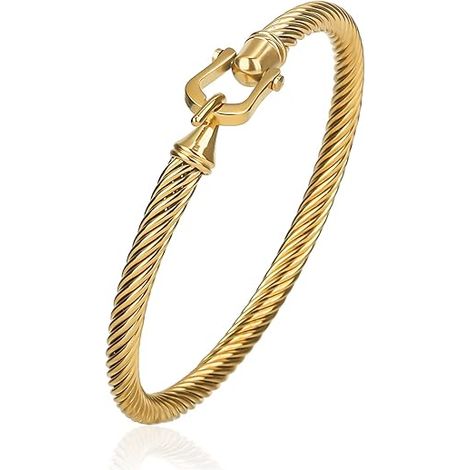 Bracelet jonc torsadé pour femme, en acier inoxydable, inspiré des grandes marques, bijou tendance à offrir pour Noël (1/4)