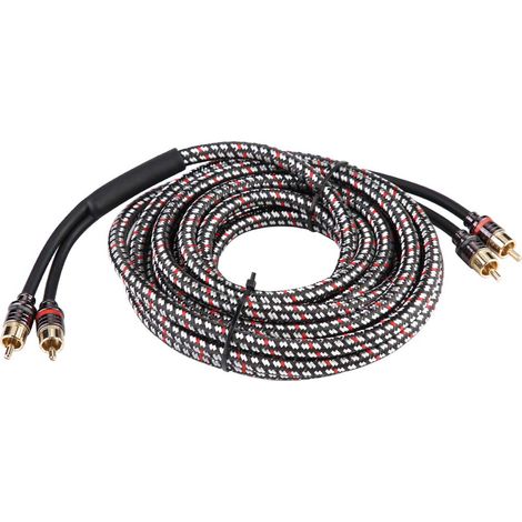 Câble audio RCA 4,8 m pour voiture, adaptateur signal stéréo pour amplificateur et caisson de basses (1/5)