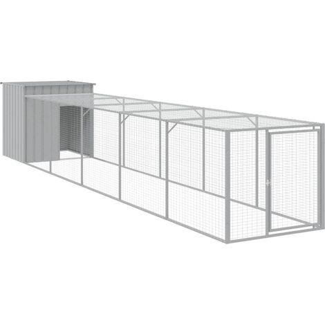 Maison Exclusive - Pollaio Area Corsa Grigio Chiaro 110x609x110 cm Acciaio Zincato
