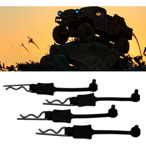 4 Pièces Attaches Universelles pour Coque de Voiture RC 1/10, Épingles et Fermoirs de Remplacement Noir (1/5)