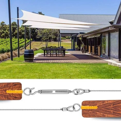Cable Inox Kit, Cable Acier Gainé 20m 2mm + Piton à Visser + Tendeur Cable Inox Serre + Vis, Cable Acier Pvc Plastifié Suspension Corde A Linge Pour Rideaux Antivol Garde Corps, Terrasse Exterieur (1/4)
