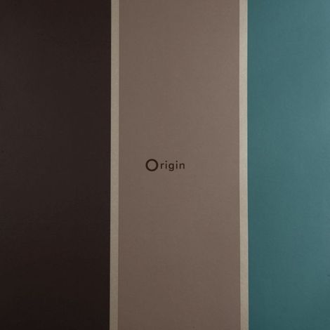papier peint à rayures bleu canard et marron  - Origin Wallcoverings