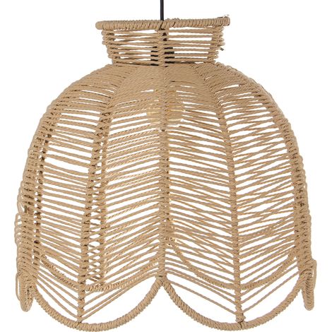Plafonnier en Bambou Naturel, 1Xe27, Max.60W Non Inclus 50X50X45 Cm, Câble Noir : 165 Cm (1/5)