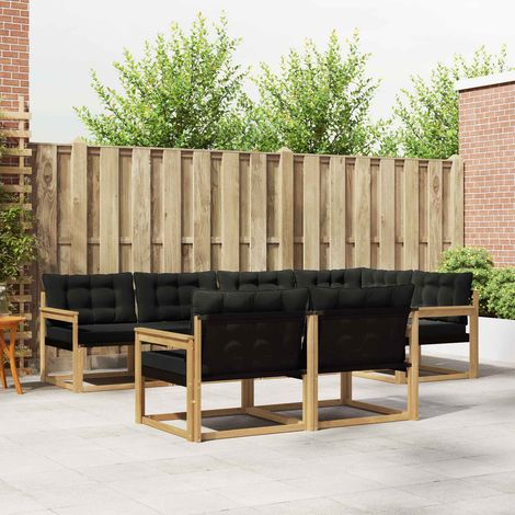 vidaXL Outdoor-Sofagarnitur 7 Stk. Weiß und Schwarz (1/5)