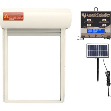 Ej.Life Portes de poulet automatiques à détection de lumière à télécommande en aluminium à énergie solaire poulaillers portes pour maison ferme blanc A (1/5)