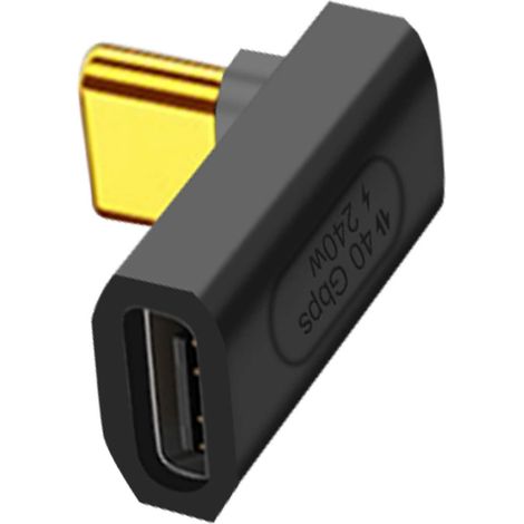 Adaptateur USB-C mâle vers femelle flexible à 90 degrés, puissance synchrone de 240 W, transmission vidéo de 40 Gbit/s, prend en charge la 8K, noir. (1/5)