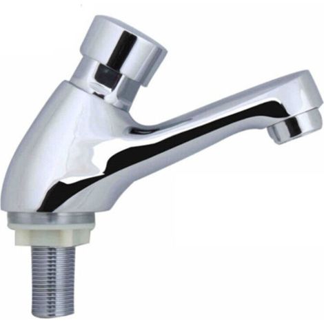 Vollkupfer-Waschtischarmatur mit Verzögerung, einzelner selbstschließender Kaltwasserhahn, wassersparender Druckhahn, geeignet für Badezimmerwaschbecken (allgemeines Messing) (1/4)
