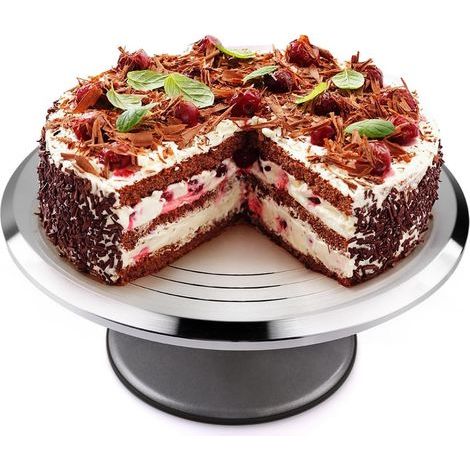 Présentoir à Gâteau en Aluminium, 12in Tournant de Gâteau Rotatif, 6-12 Personnes en Rond Plateau Support de Gâteau pour Fête d'anniversaire, Festival, Mariage, Presentoir Buffet Evenement (1/5)