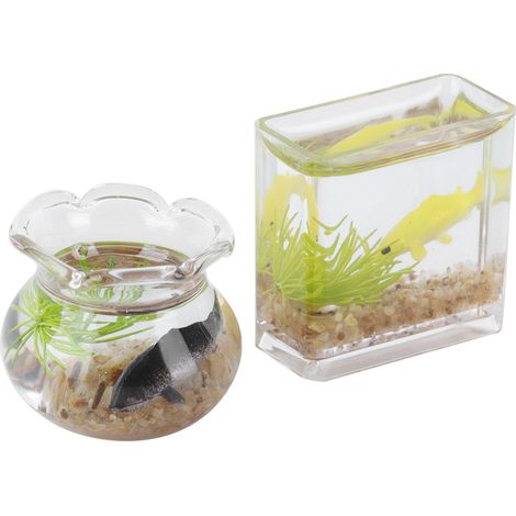 Lot de 2 aquariums miniatures à l'échelle 1:12, accessoires pour maison de poupée (1/5)