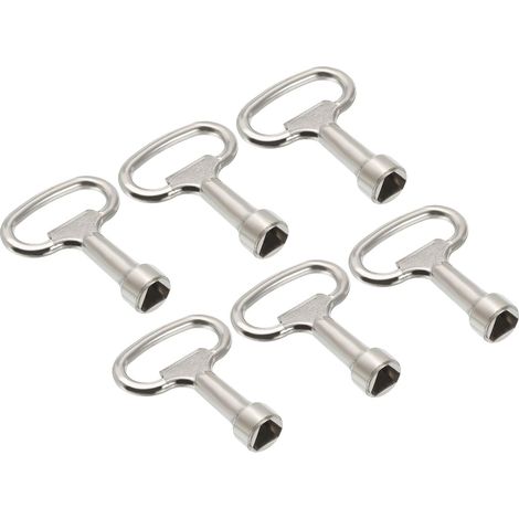 12.5x7mm Triangle Douille Clé Clé-molette, 6 Paquet Électrique Armoire Gaz Eau Compteur Clé pour Ascenseur Ascenseur Porte Triangle Panneau Verrouillage, Argent (1/5)