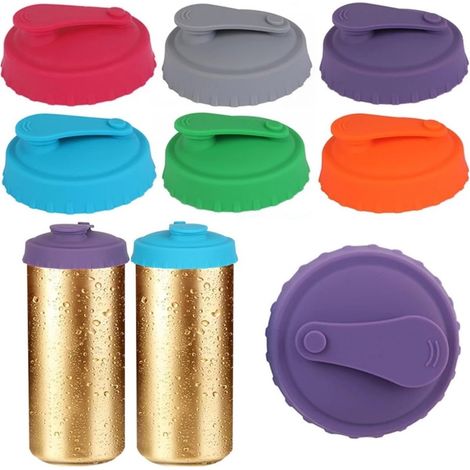 Lot de 6 couvercles pour canettes de boissons gazeuses et de bière (couleurs variées) - Couvercles réutilisables en silicone pour canettes de boissons gazeuses et de bière (1/4)
