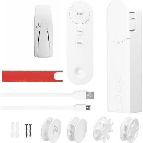 Moteur de rideau à perles intelligent, sans câblage, télécommande par application, configuration de la minuterie, détection de température, compatible (1/5)