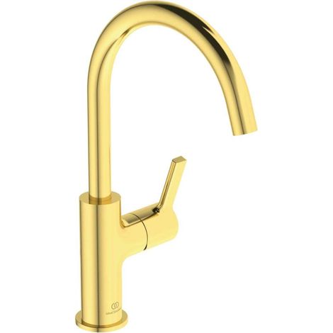 Miscelatore lavabo JOY sporgenza 169 mm oro spazzolato con bocca alta, senza piletta IDEAL STANDARD (1/3)