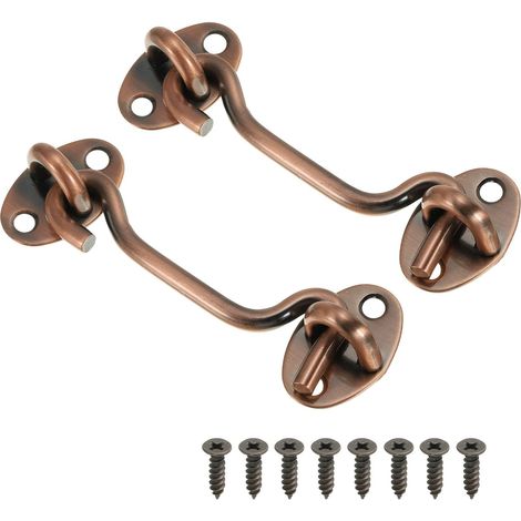 3 pouce Crochet Œil Loquet, 2 Paquet Carbone Acier Confidentialité Crochet et Œil Loquet Portail Loquet Verrouillage pour Fenêtre Coulissante Porte Grange Porte, Bronze (1/5)