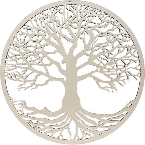 11 Zoll große Wandskulptur „Baum des Lebens“ aus Holz, geometrische Form, für Wohnzimmer und Schlafzimmer