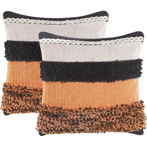 Dekokissen 2er Set MIHALGAZI Baumwolle 45 x 45 cm Bunt Streifenmuster