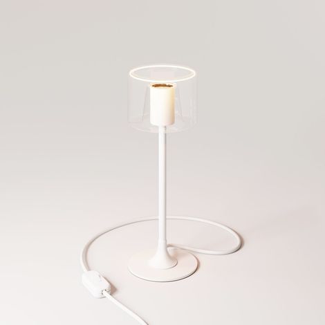 Lampe de table MAG-Y avec base ronde en métal et ampoule Ghost transparente (1/5)