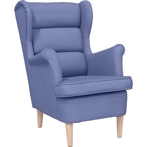 Fauteuil de Salon，Chaise，Fauteuil bleu jean 74x84x100 cm tissu CFW559601 (1/5)