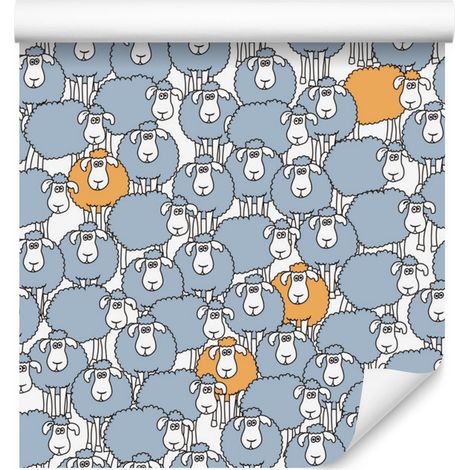 Bonito papel pintado de ovejas para salón y dormitorio, 50x1000 cm. (1/5)