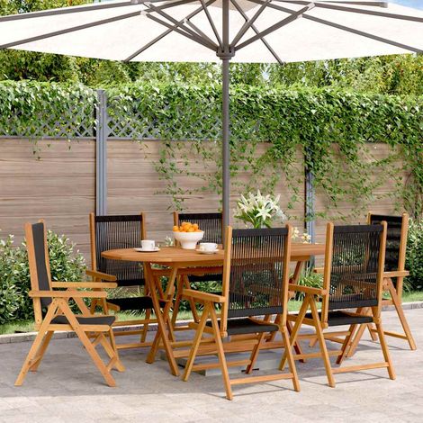 vidaXL Fauteuils pliants inclinables, 6 pièces, en bois d'acacia massif noir (1/5)
