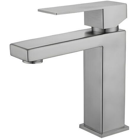Robinet de salle de bains en acier inoxydable chromé, robinet de lavabo carré Simple 16.51511.5 (1/5)