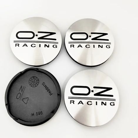 (4x62 Argent Noir) 4 enjoliveurs centraux de roue de voiture 62 mm compatibles avec les jantes OZ Racing M595 O.Z en alliage. (1/5)