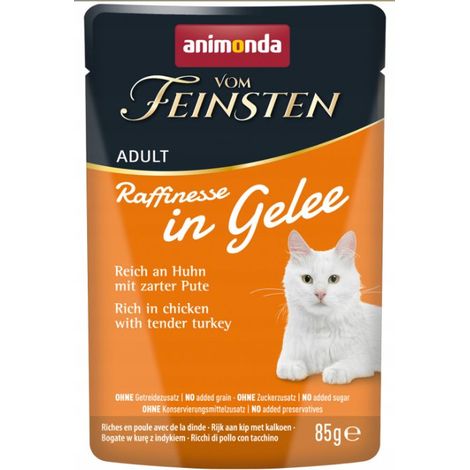 Animonda  Raffinesse in Gelee  Comida húmeda para gatos en gelatina - Sobre de 85 g - Pollo y pavo 85 g