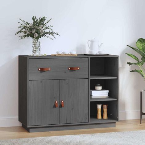 Buffet - Armoire de rangement Enfilade Gris 98,5x40x75 cm Bois massif de pin BV558488 - BonneVie (1/5)