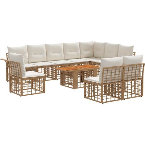 Gartensofa-set 11 stk. Natürlich und Cremweiß Poly-Rattan vidaXL (1/5)