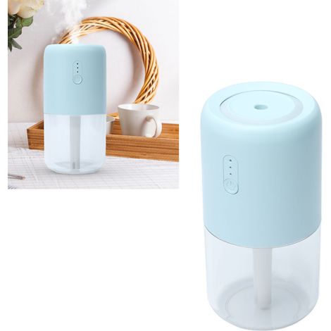 Humidificateur à pulvérisation unique de 280 ml, humidificateur de voiture, humidificateur avec veilleuse intégrée, alimenté par USB, bleu. (1/5)