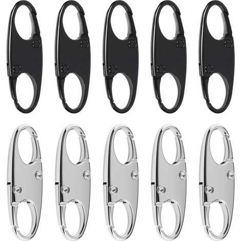 10 Pcs Tirette Fermeture Eclair,En Alliage De Zinc,Noir&Argenté,Robuste,Pour Sécuriser Vos Bagages, Sacs À Dos, Valises, Durable,Facile À Installer,Clips Fermeture Eclair Antivol (1/5)
