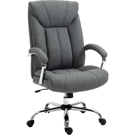 Silla de oficina ergonómica con balanceo, reposacabezas, reposabrazos y altura regulable, gris (1/5)