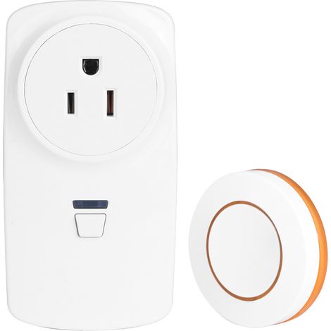Kabellose, beidseitig fernsteuerbare Steckdose für Haushaltsgeräte – orangefarbene Fernbedienung, 250-V-US-Stecker (1/5)