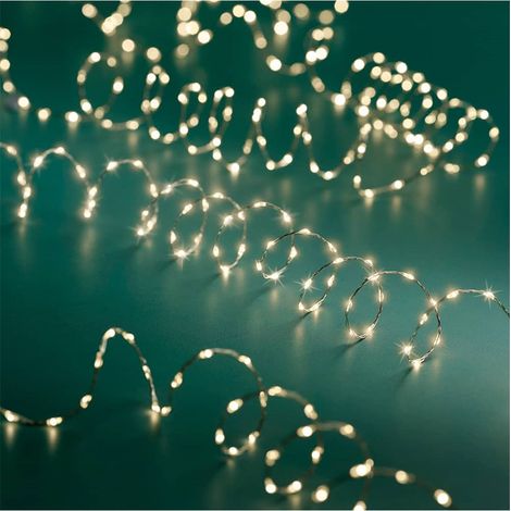 Micro-LED-Girlande, 378 LEDs, warmes Licht, Outdoor, silbernes Drahtkabel, 6 m
